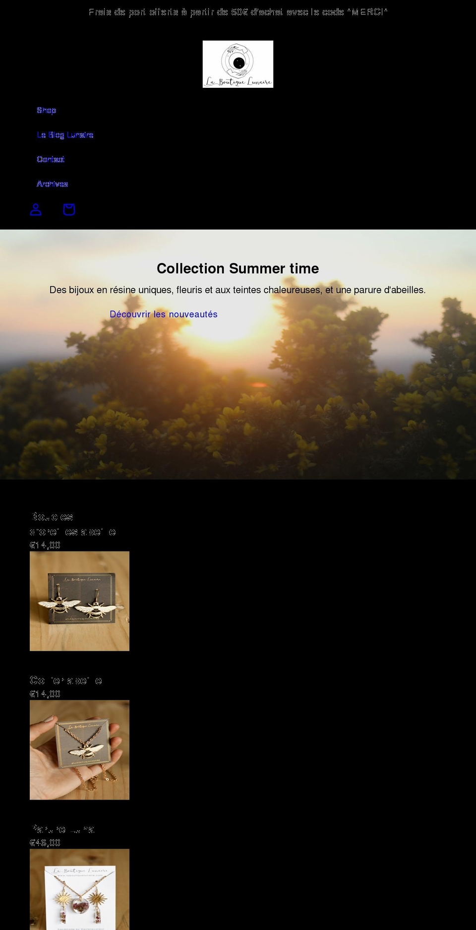 laboutiquelunaire.com shopify website screenshot