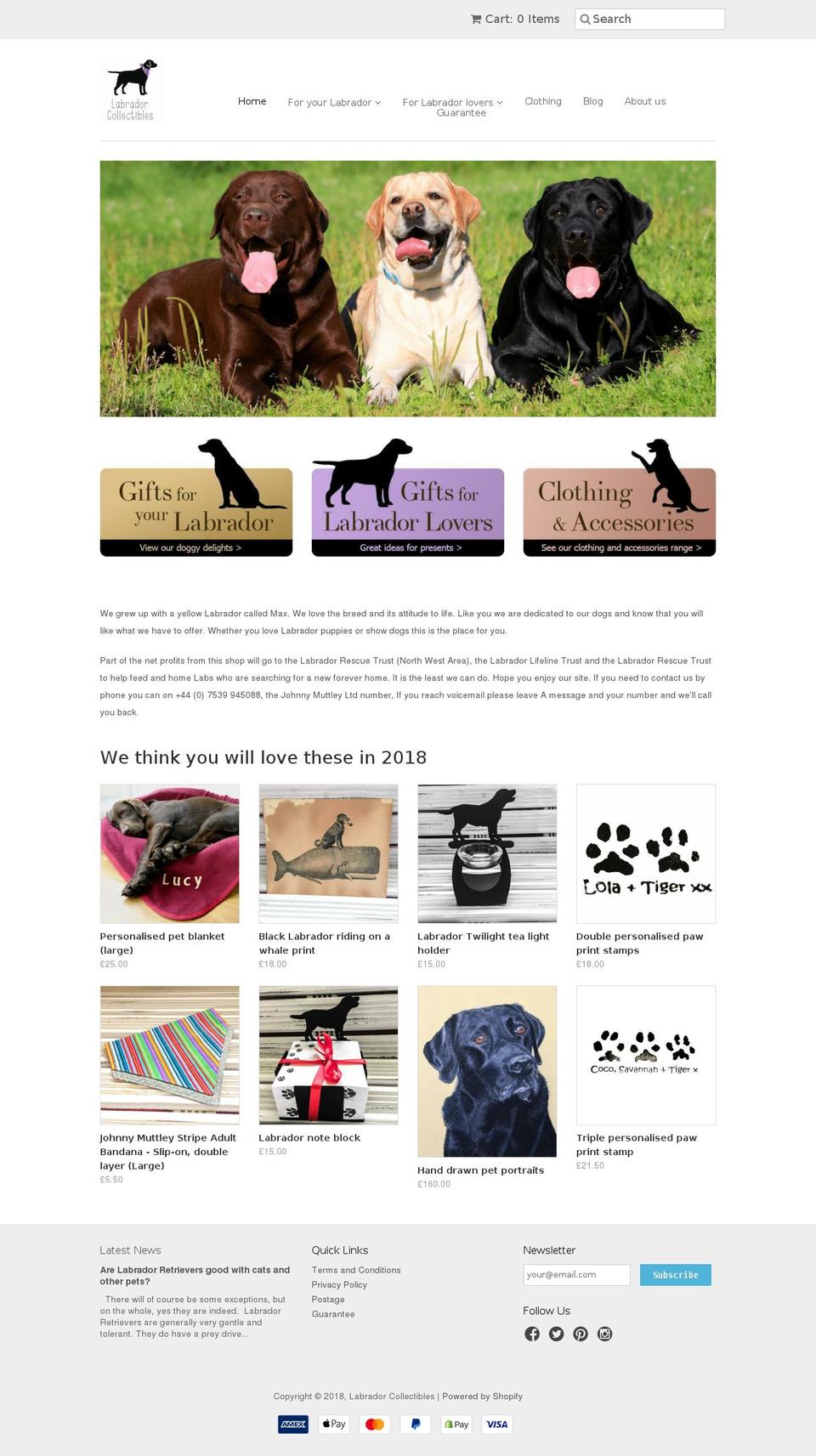 labradorcollectibles.com shopify website screenshot