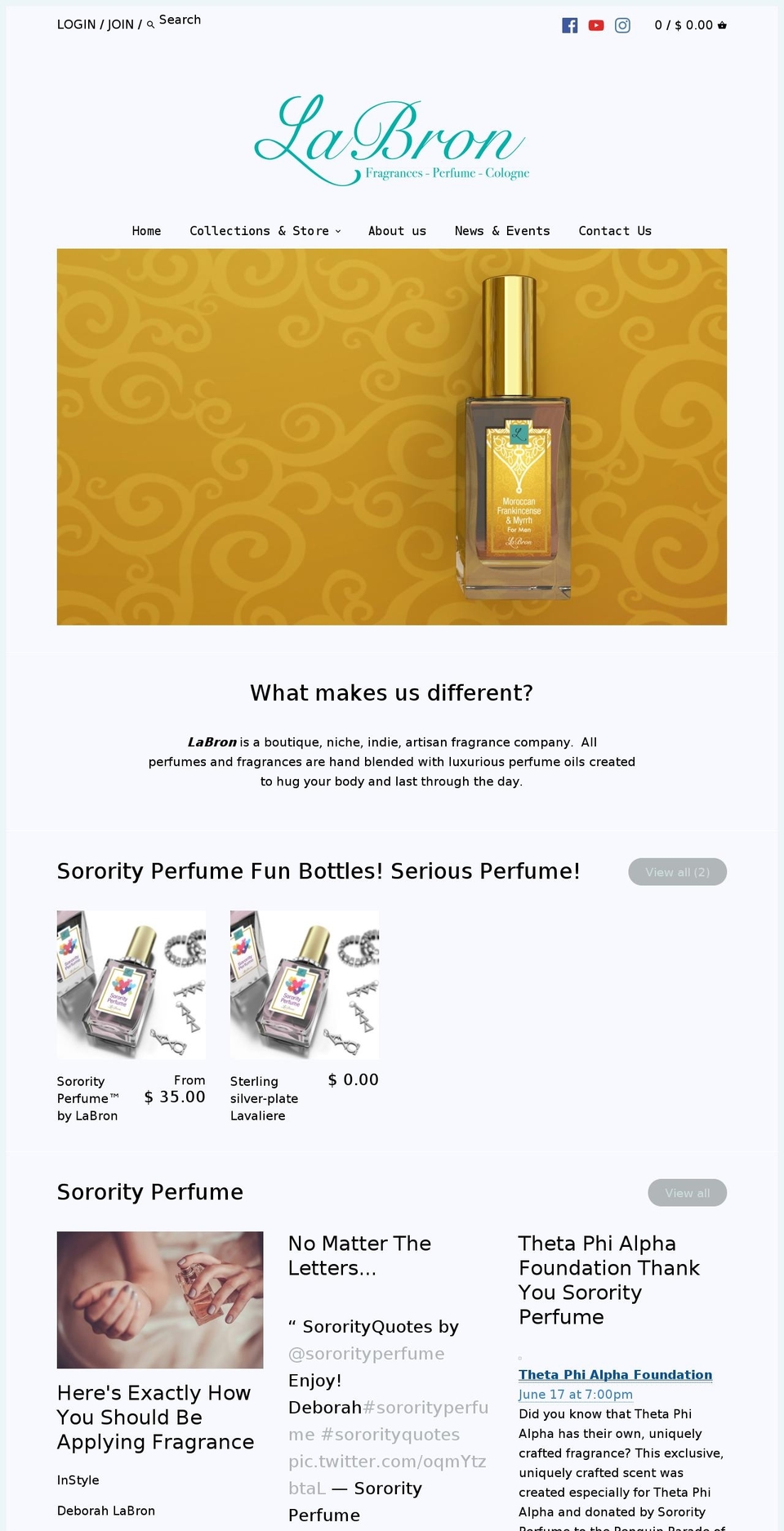 labronperfume.com — Shopify storefront screenshot