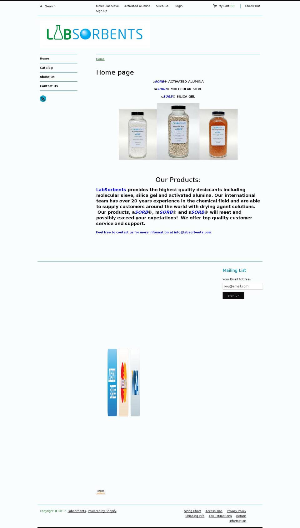 labsorbents.mobi shopify website screenshot