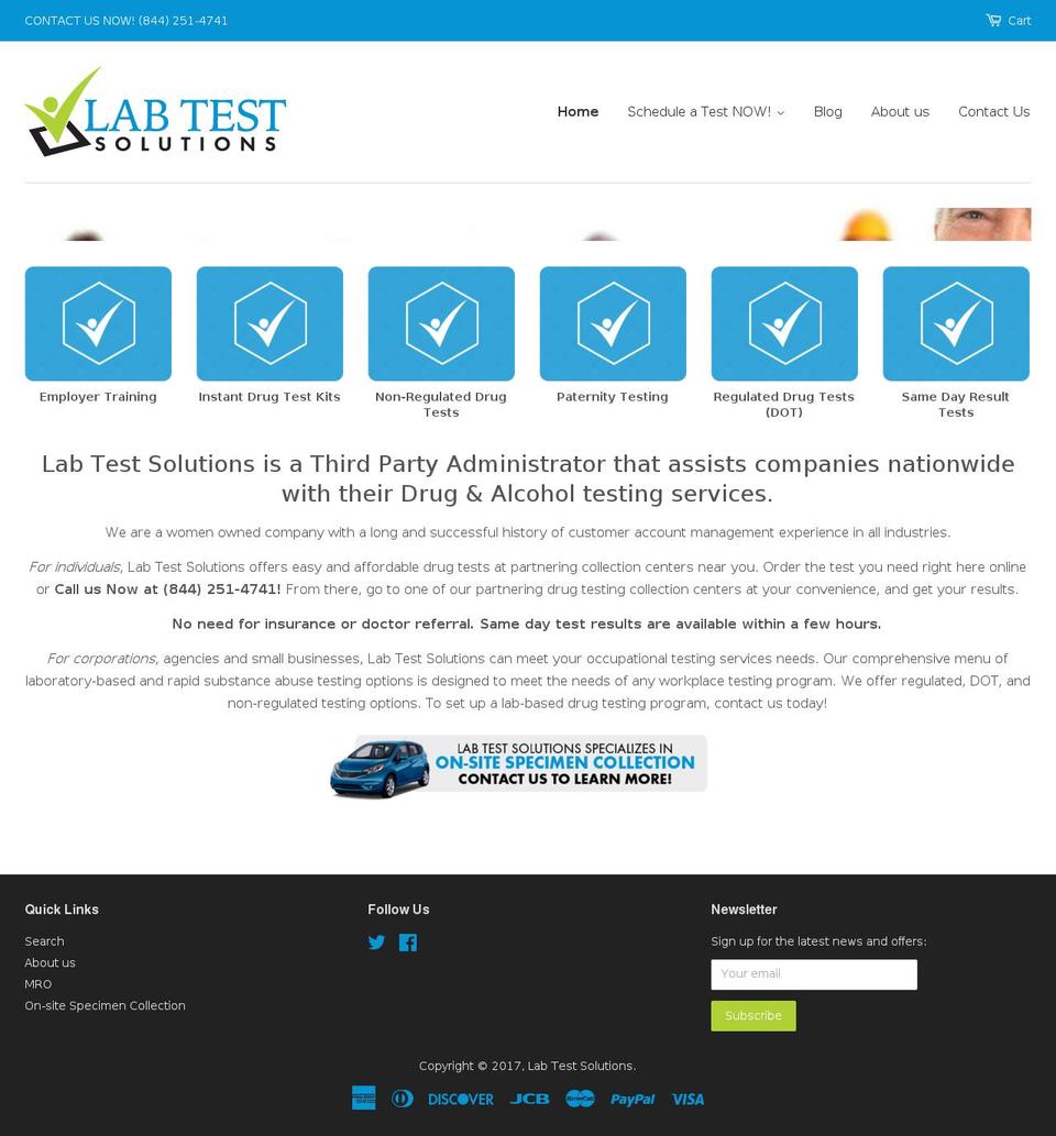 labtestsolutions.com shopify website screenshot