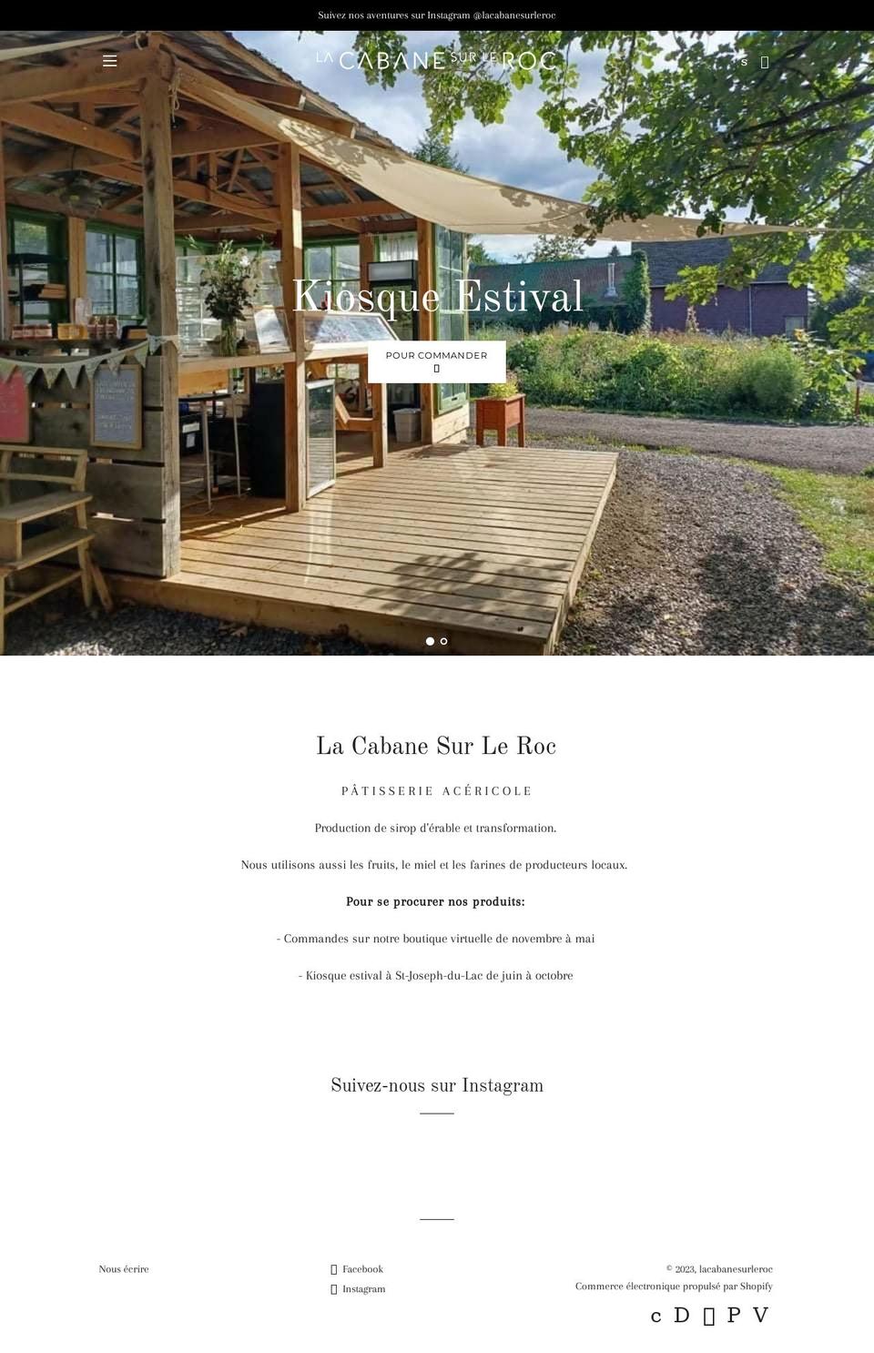 lacabanesurleroc.ca shopify website screenshot