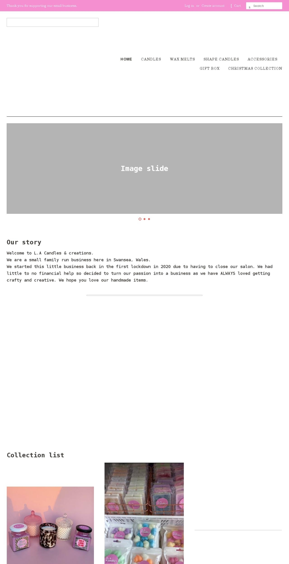 lacandlecreations.com shopify website screenshot