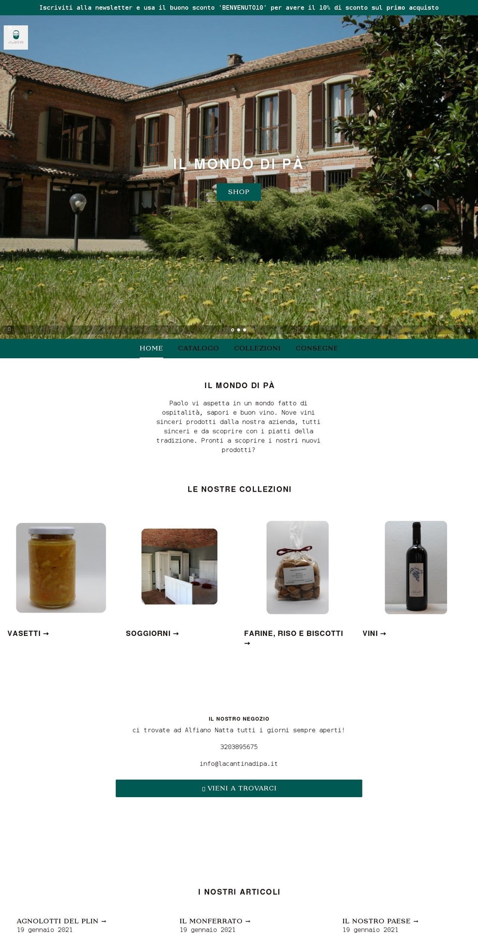 lacantinadipa.it shopify website screenshot