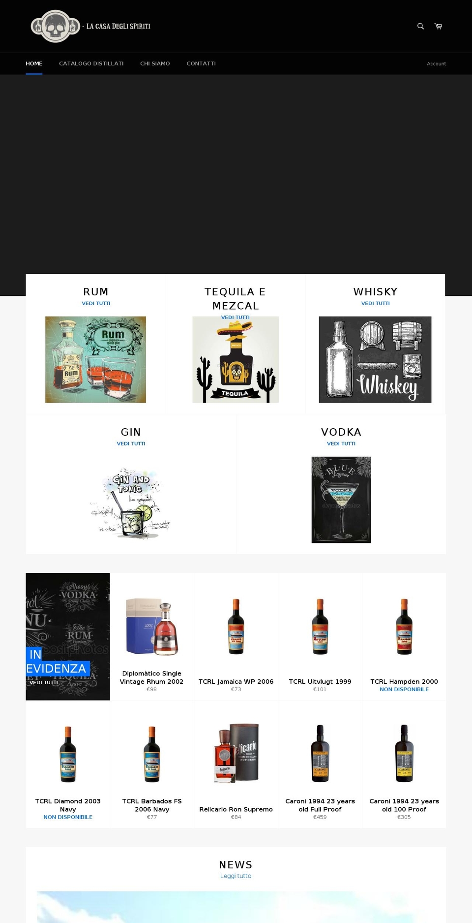 lacasadeglispiriti.com shopify website screenshot