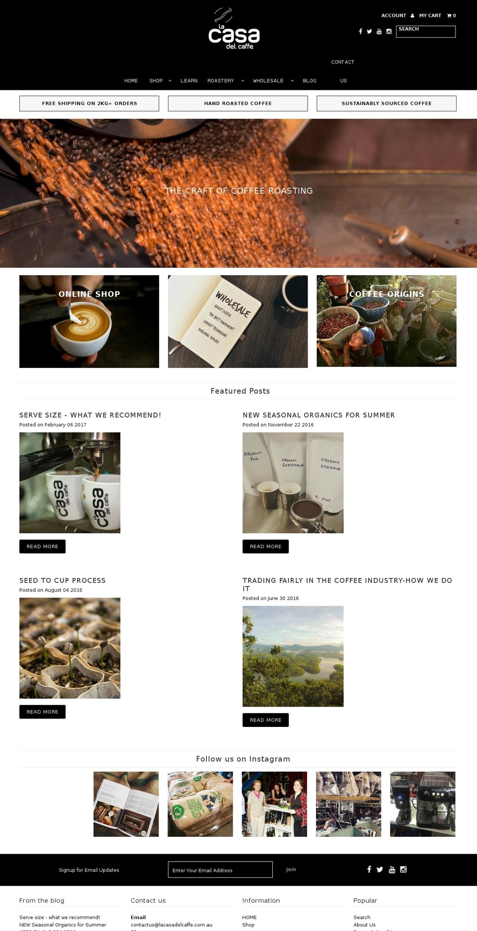 lacasadelcaffe.com.au shopify website screenshot