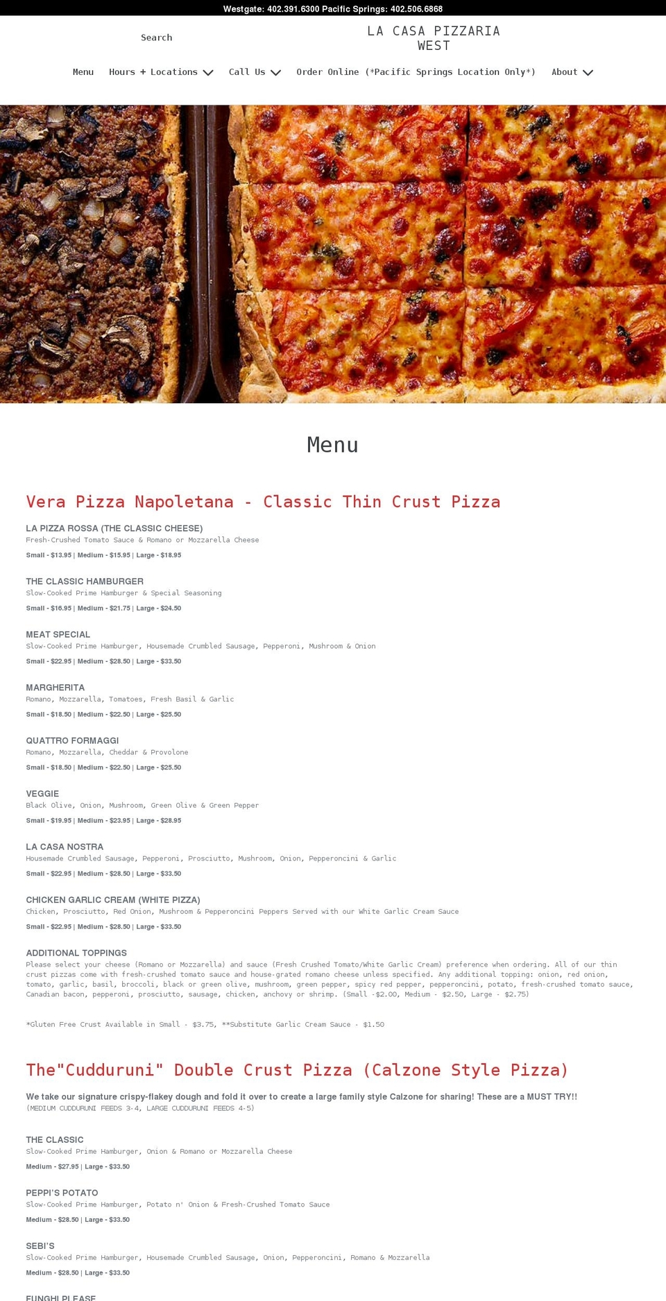 lacasapizzaomaha.com shopify website screenshot
