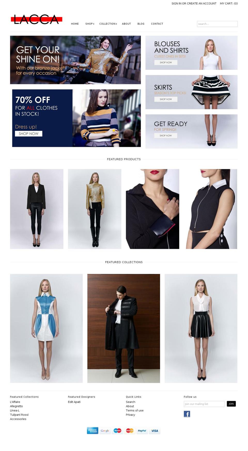 laccafashion.com shopify website screenshot