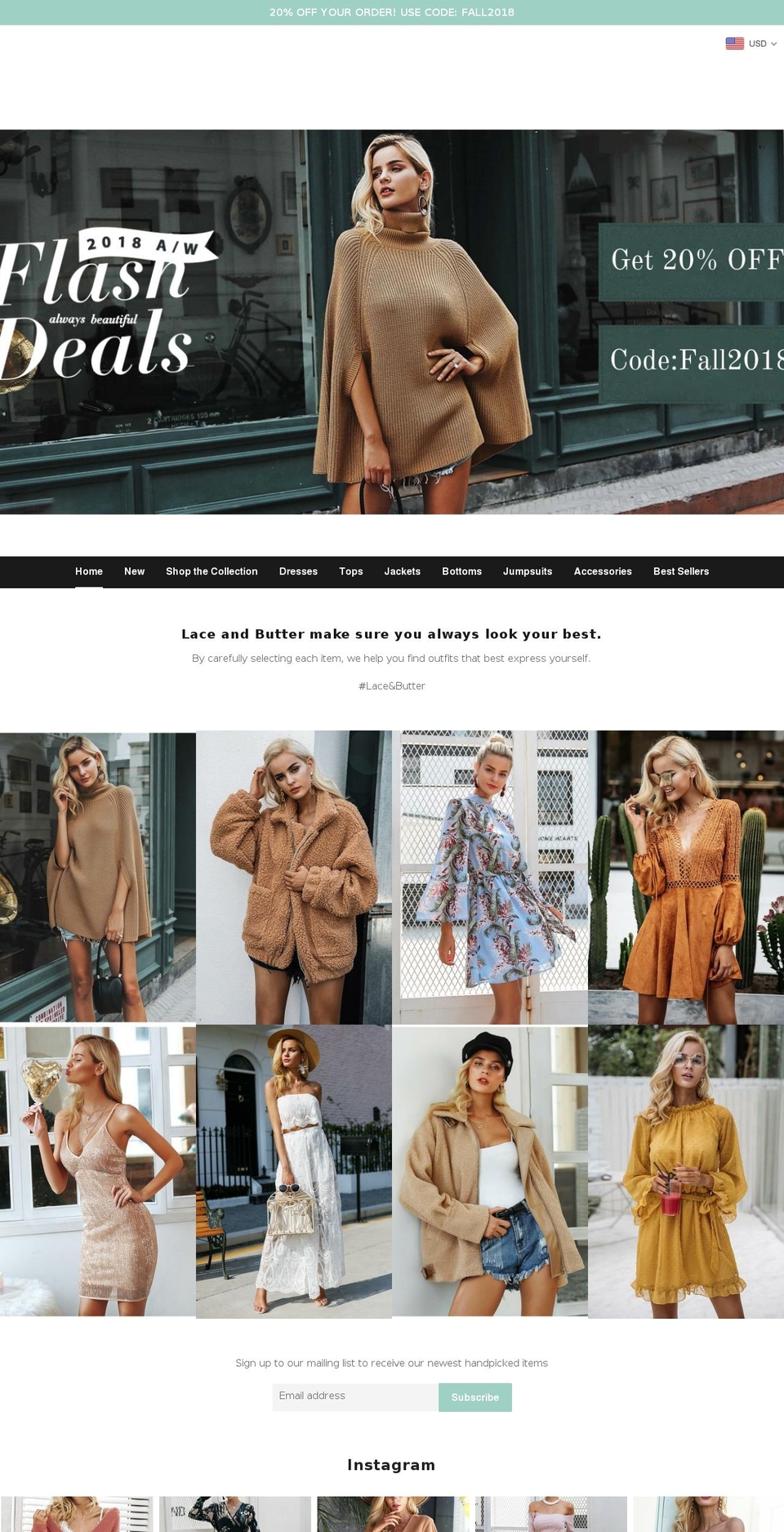 laceandbutter.com — Shopify storefront screenshot