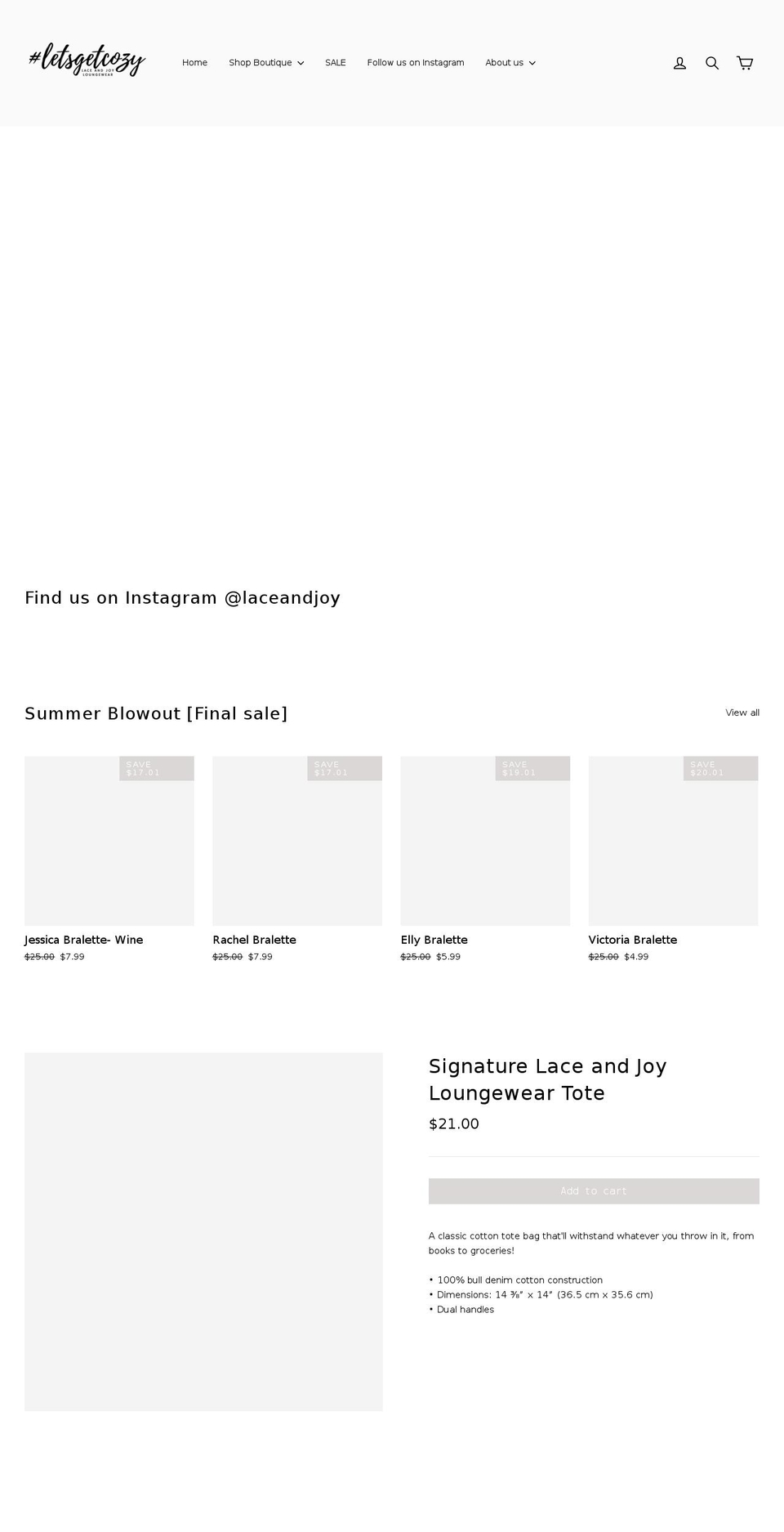 laceandjoy.com — Shopify storefront screenshot