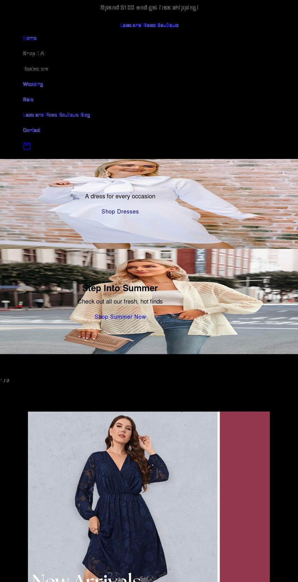 laceandrose.com — Shopify storefront screenshot