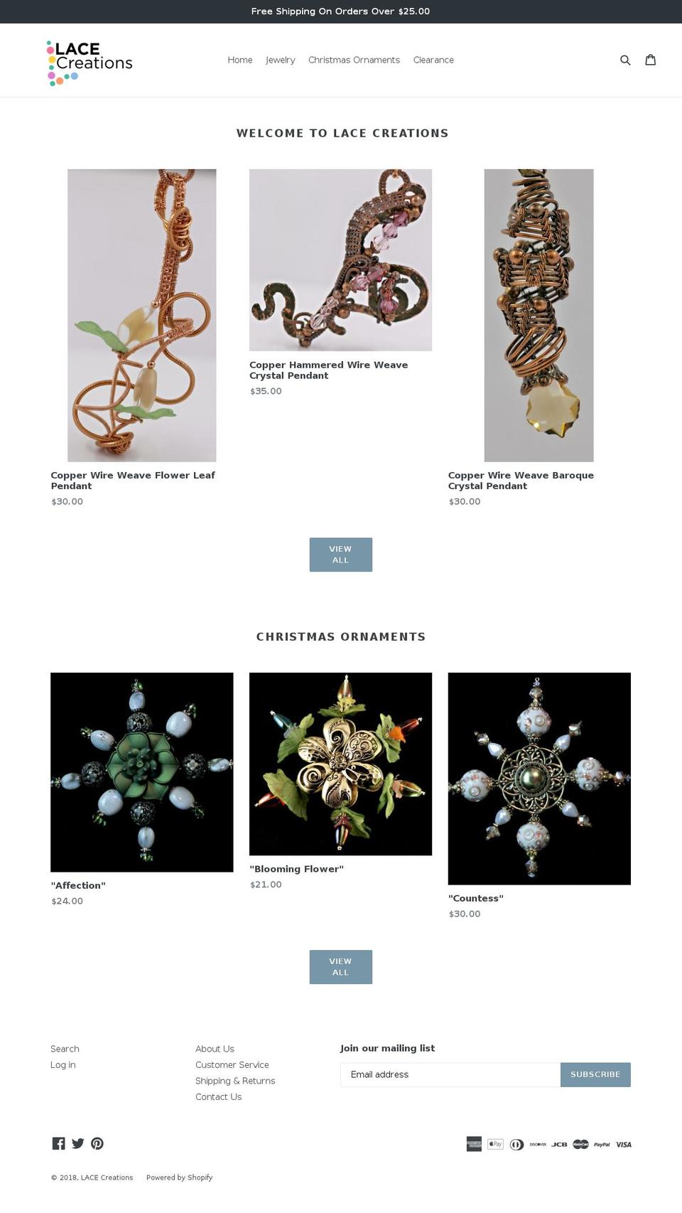 lacecreations2.com — Shopify storefront screenshot