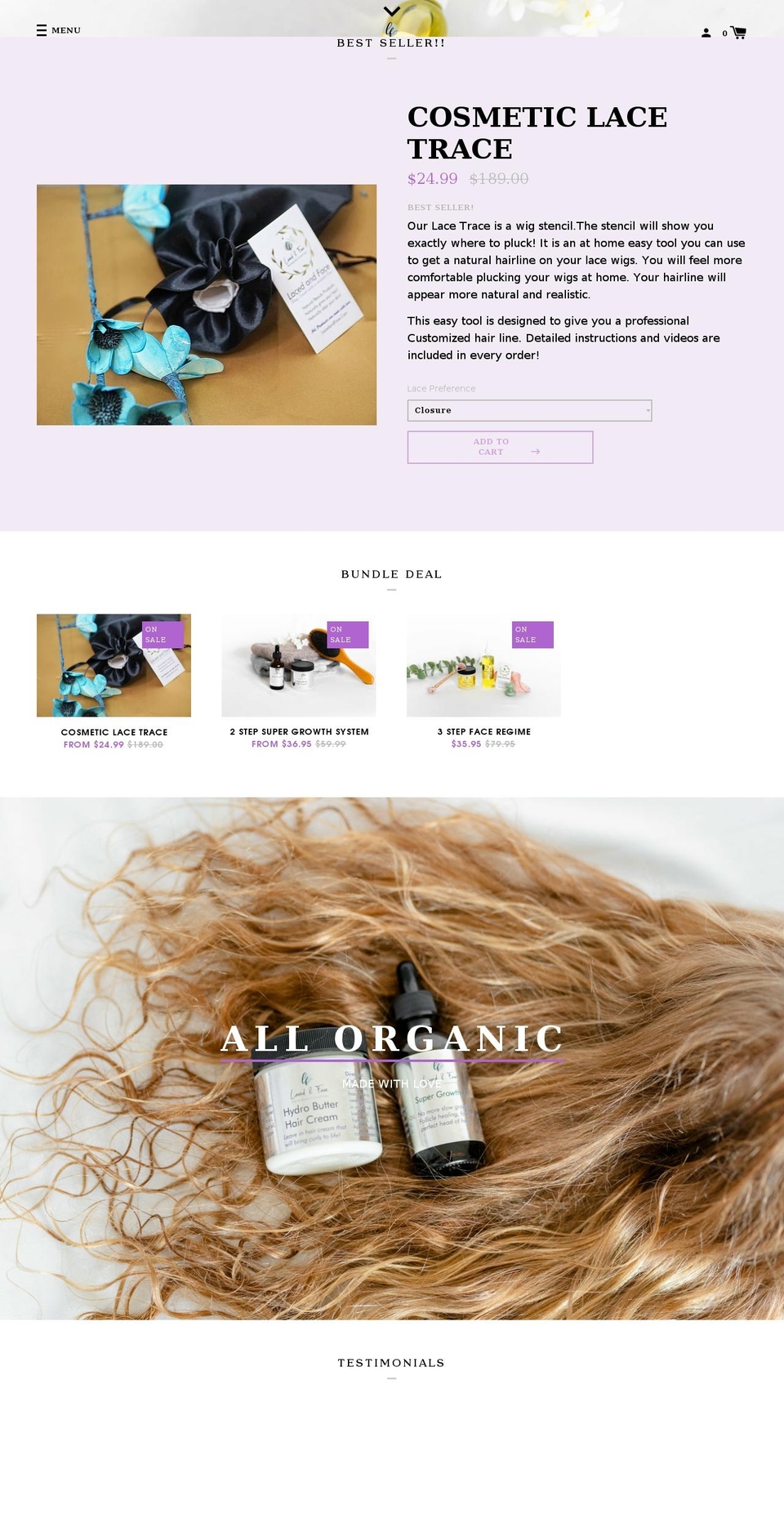 lacedandface.com shopify website screenshot