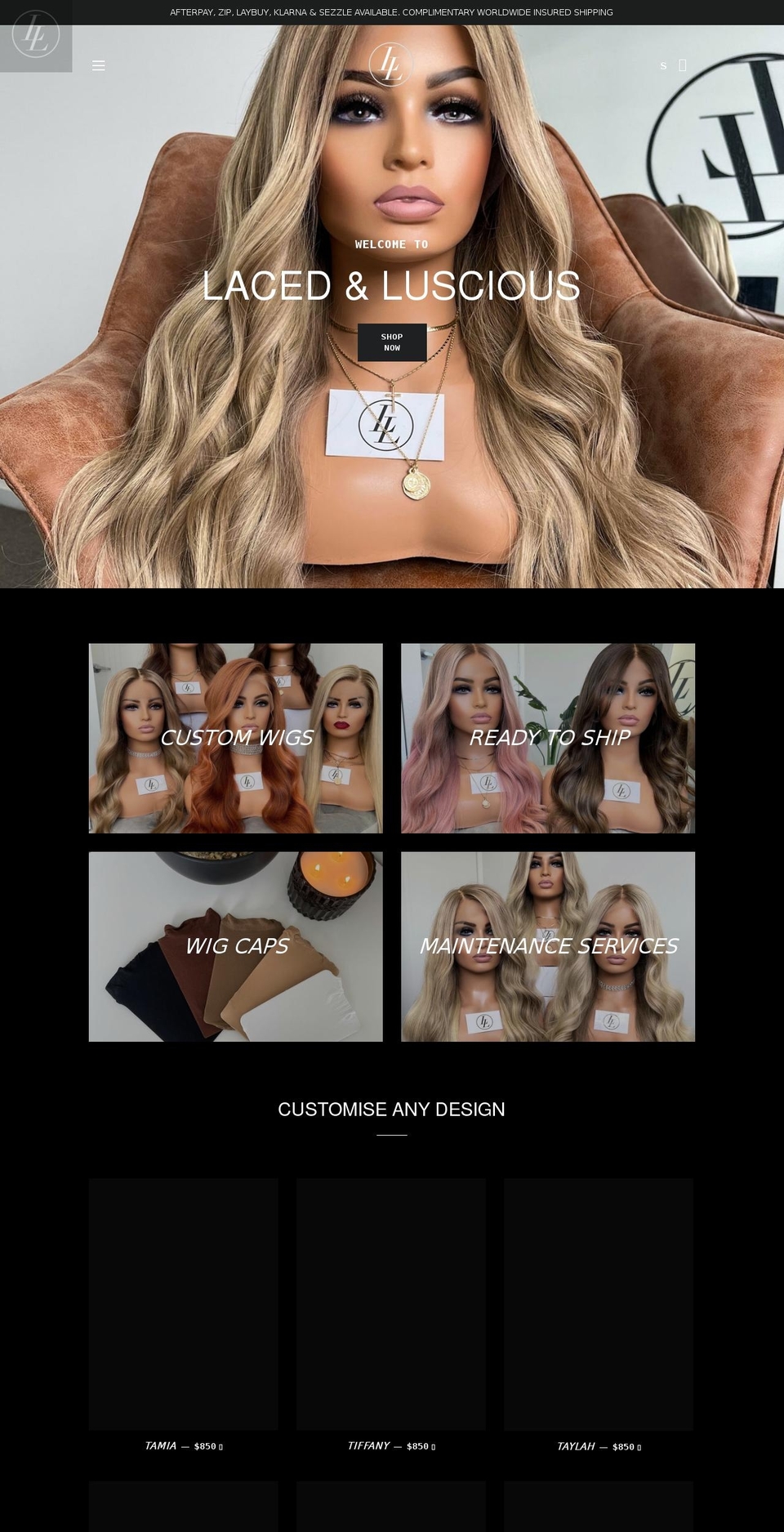 lacedandluscious.com shopify website screenshot