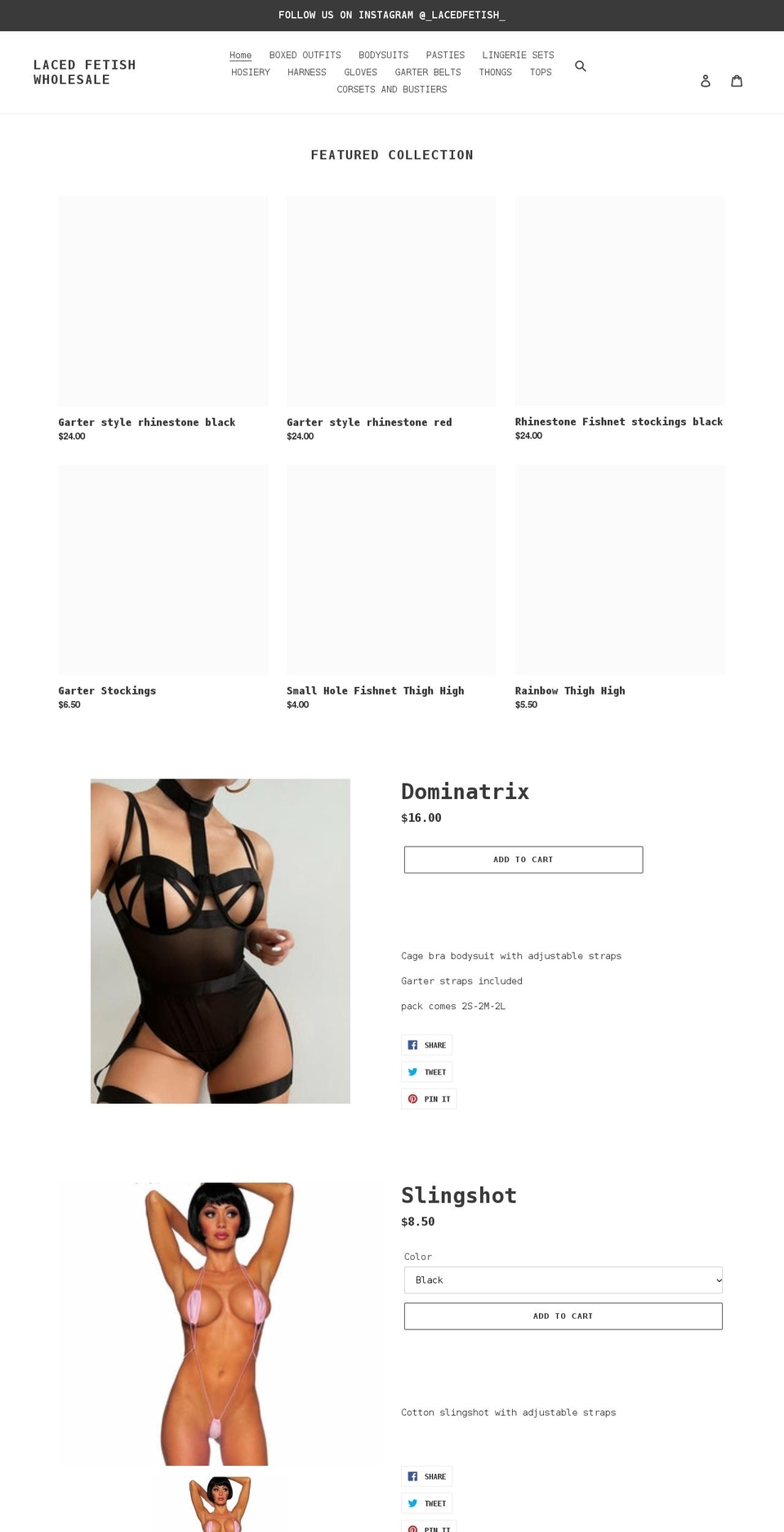lacedfetishwholesale.com shopify website screenshot