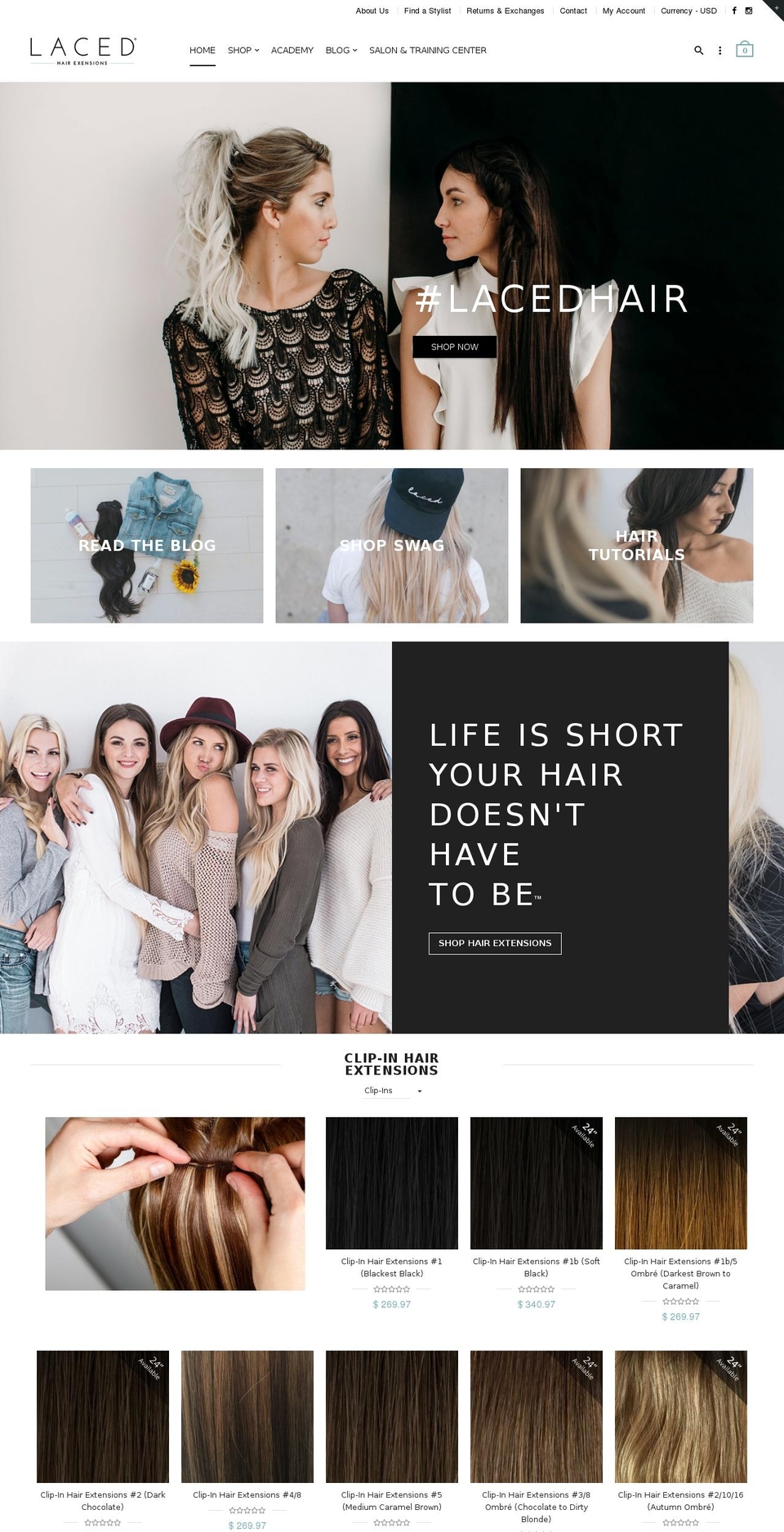 lacedhair.com shopify website screenshot
