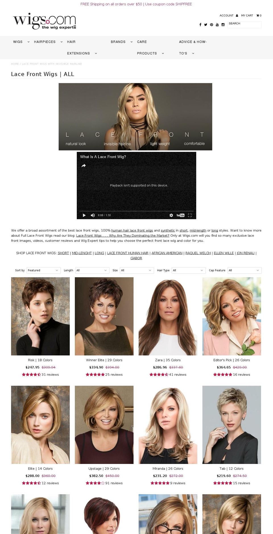 lacefrontwigs.com shopify website screenshot