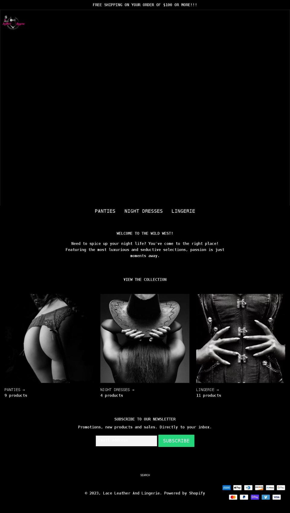 laceleatherandlingerie.com shopify website screenshot