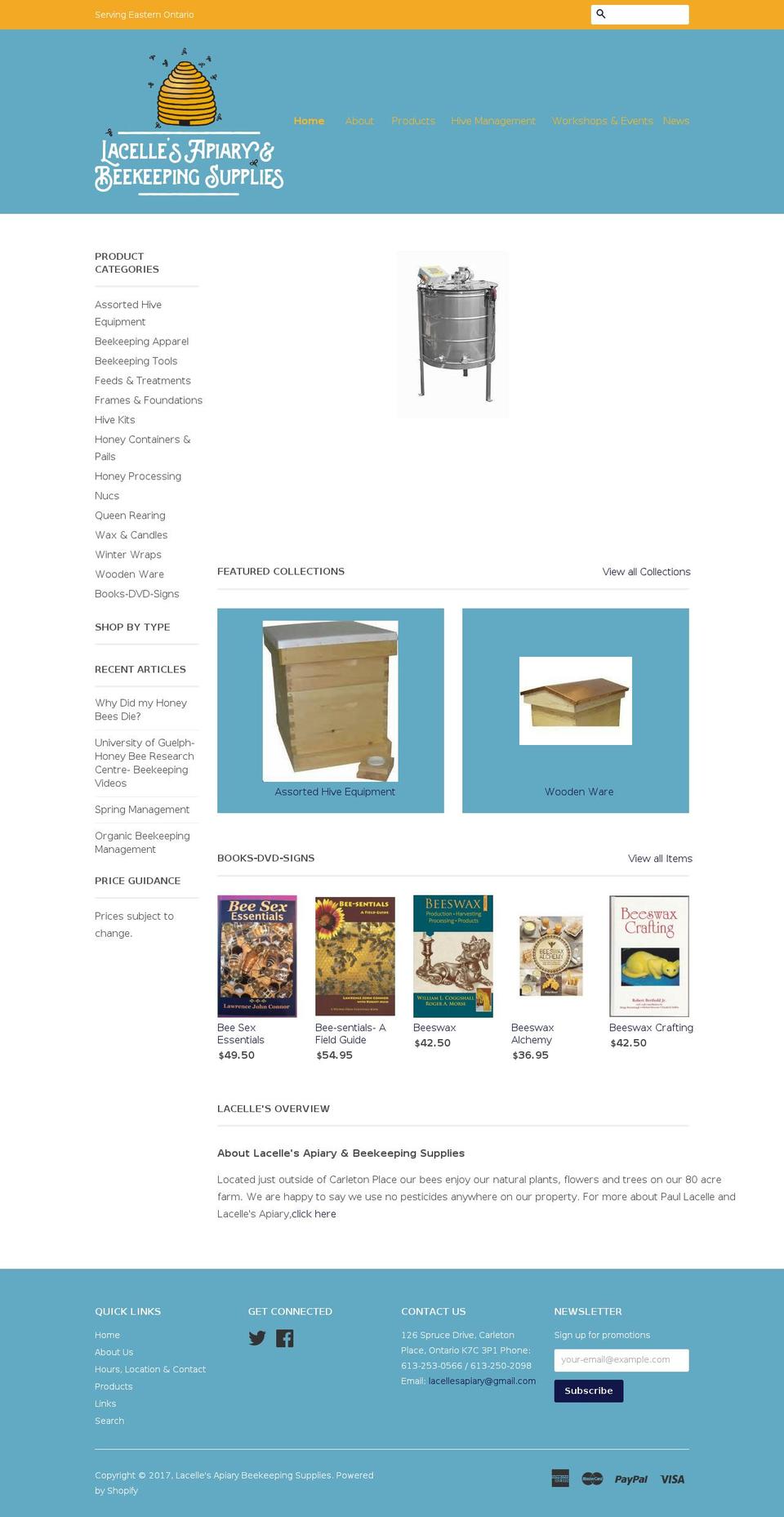 lacellesapiary.com shopify website screenshot