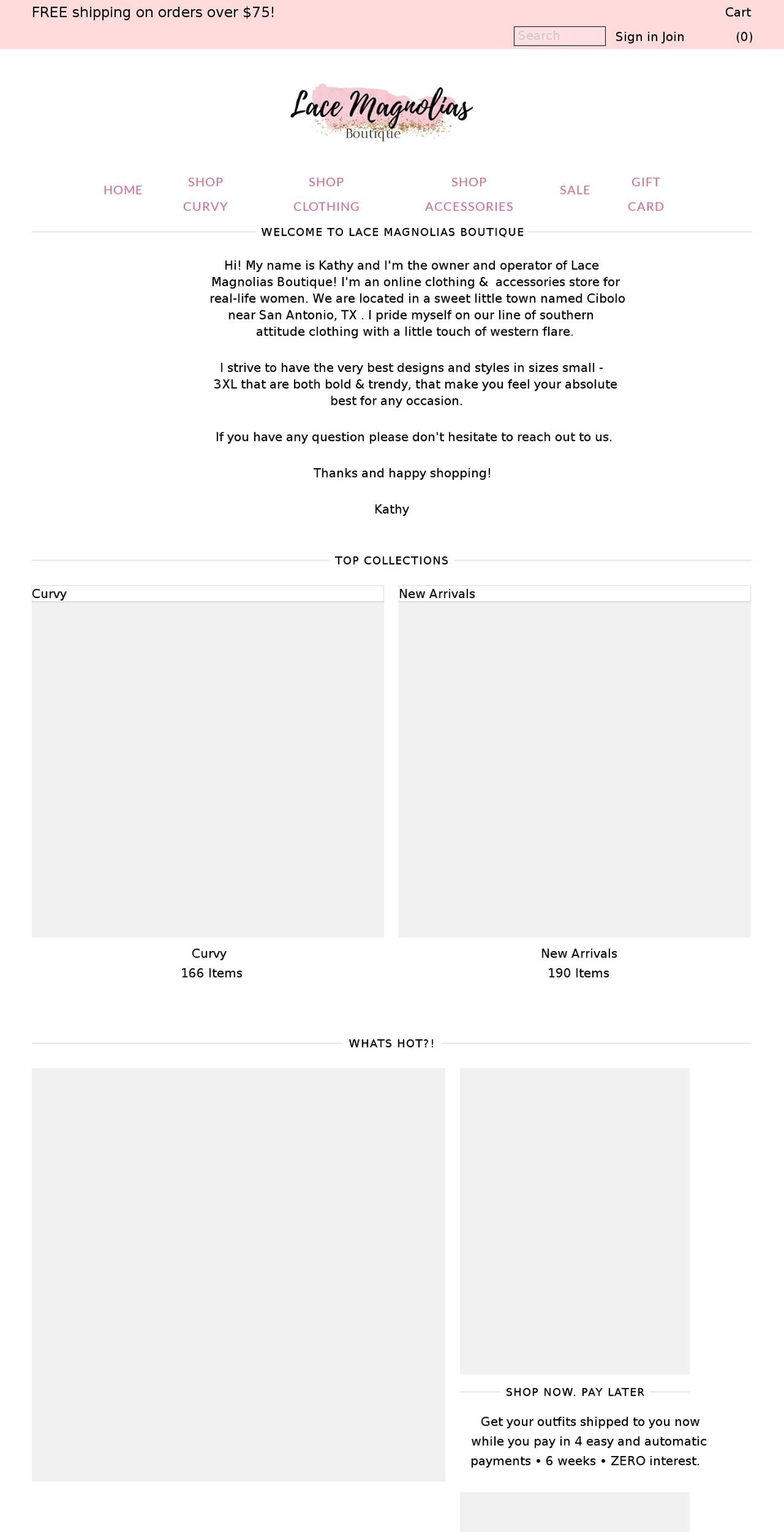 lacemagnoliasboutique.com — Shopify storefront screenshot