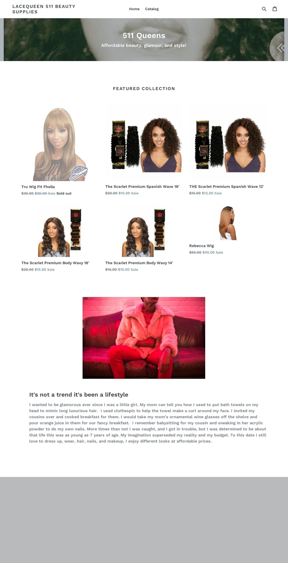 lacequeen511.com shopify website screenshot