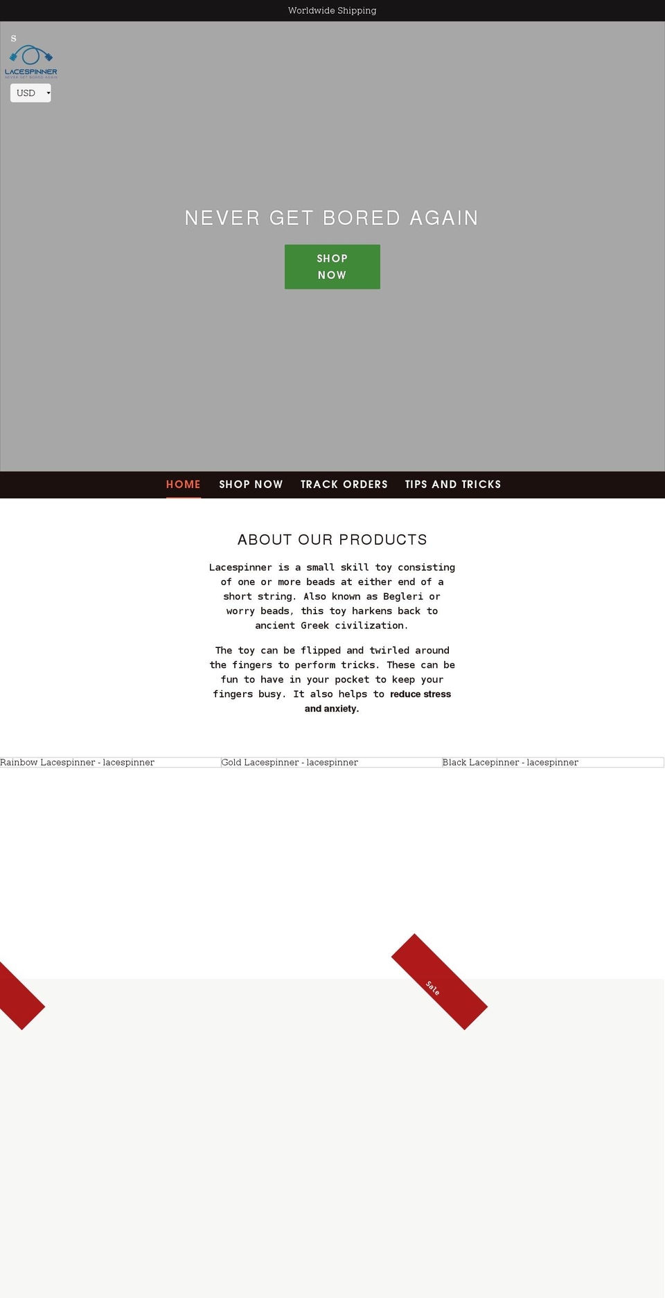 lacespinner.com shopify website screenshot