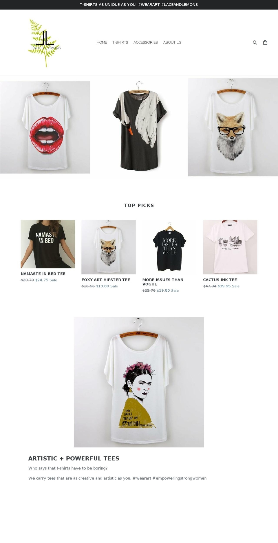 lacetees.com shopify website screenshot