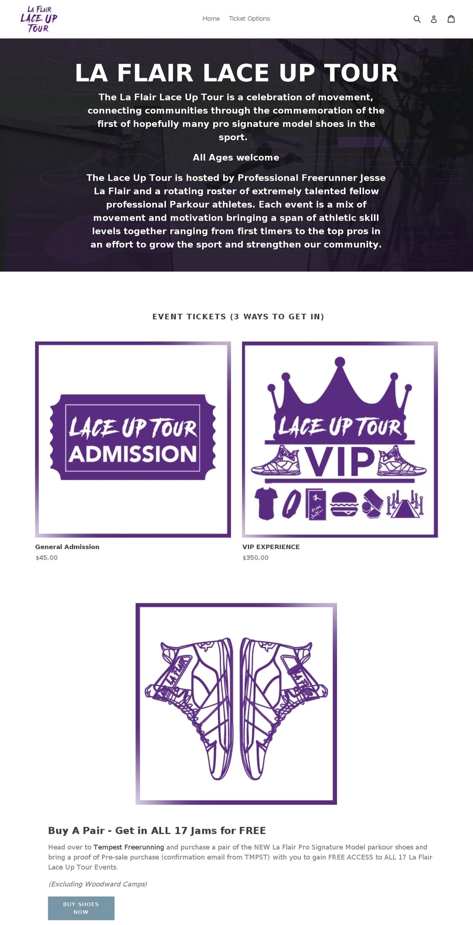 laceuptour.com shopify website screenshot