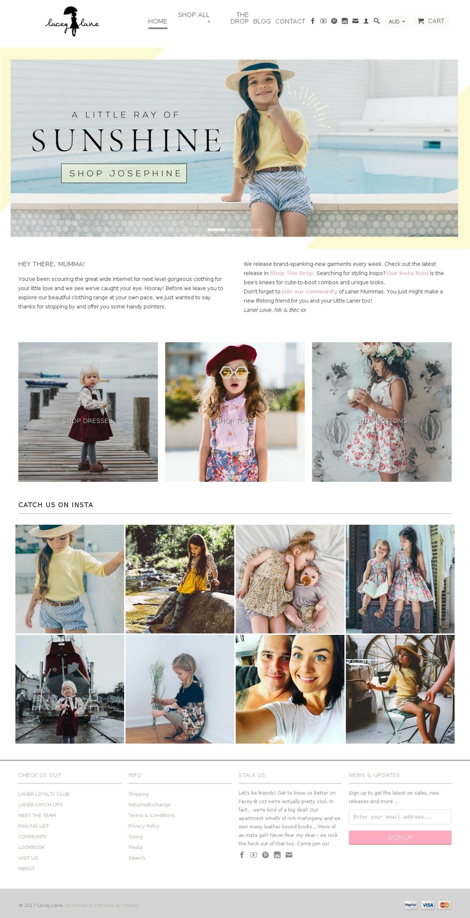 laceylane.com.au shopify website screenshot