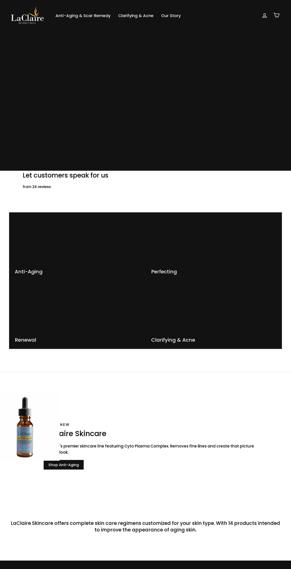laclaireskincare.com shopify website screenshot