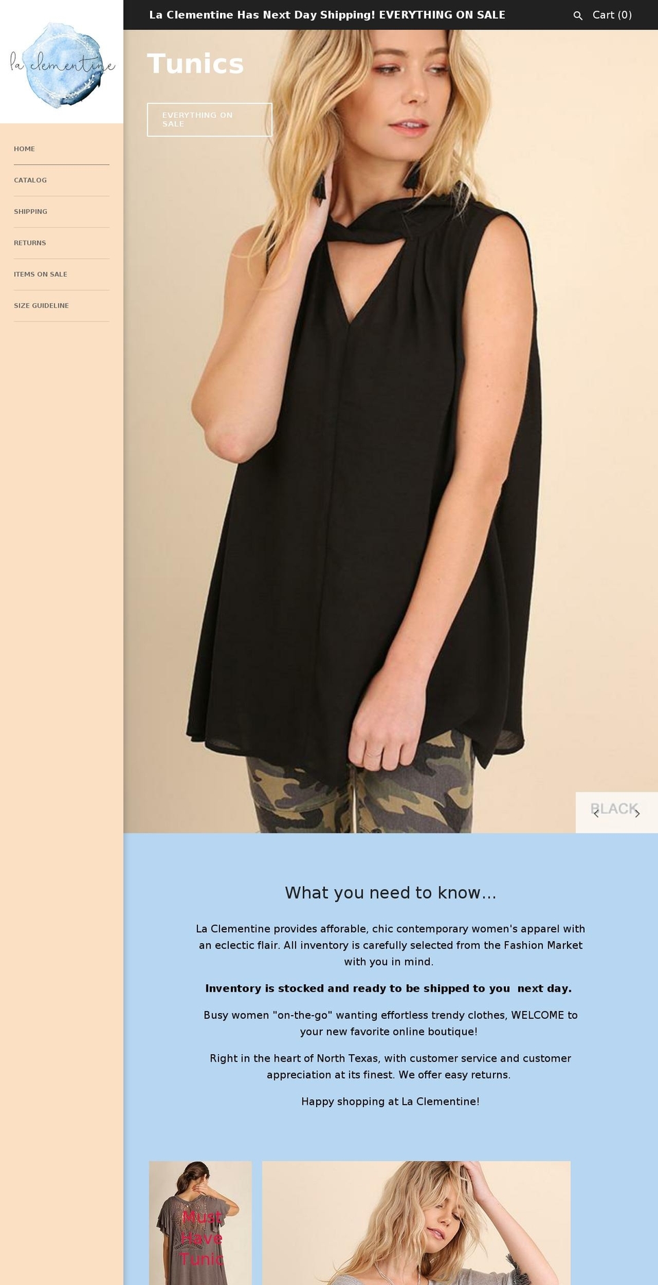 laclementineboutique.com — Shopify storefront screenshot