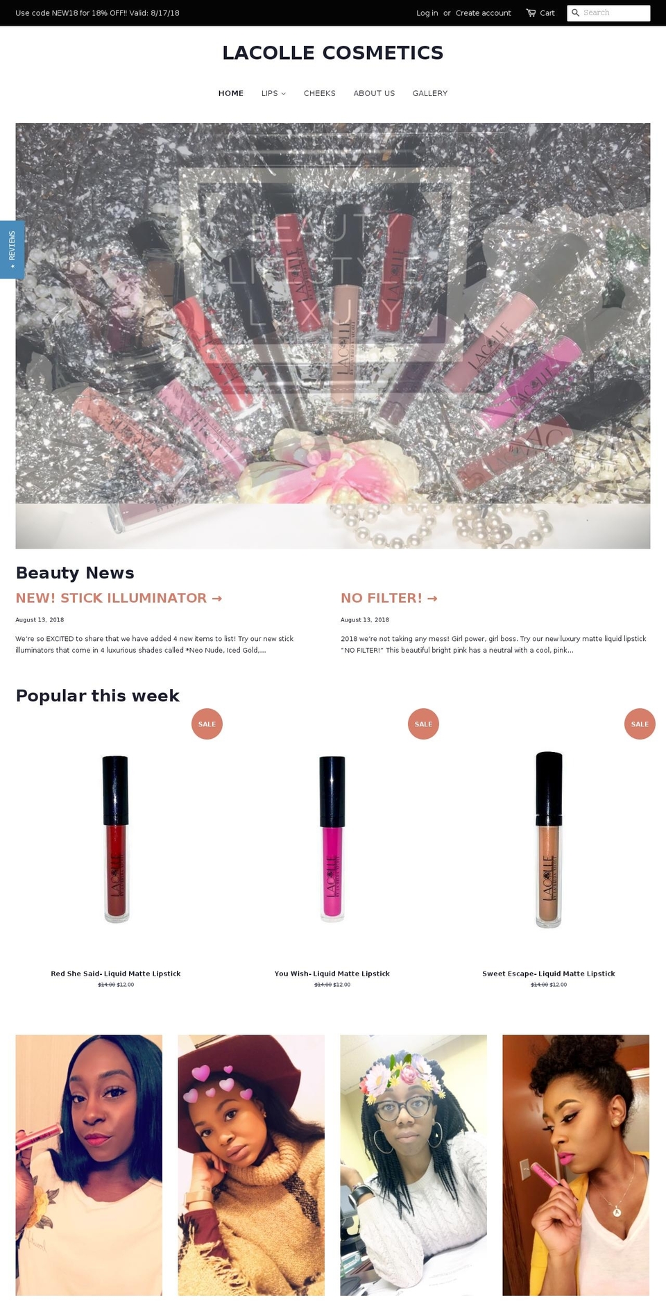 lacollecosmetics.com — Shopify storefront screenshot