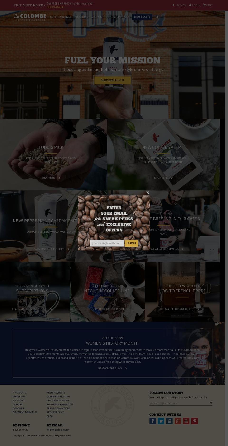 lacolombe.com shopify website screenshot