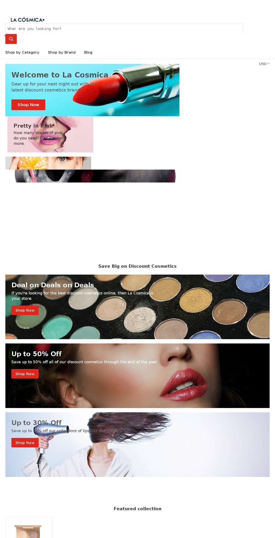 lacosmica.com — Shopify storefront screenshot