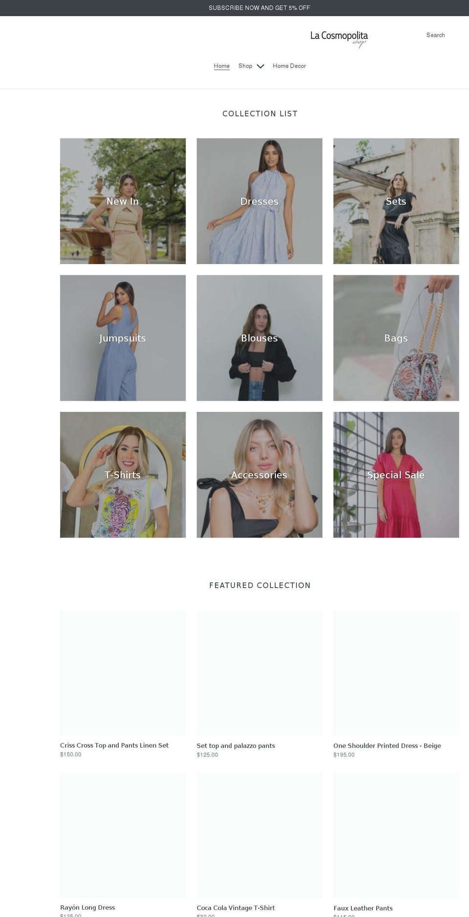 lacosmopolitashop.com shopify website screenshot