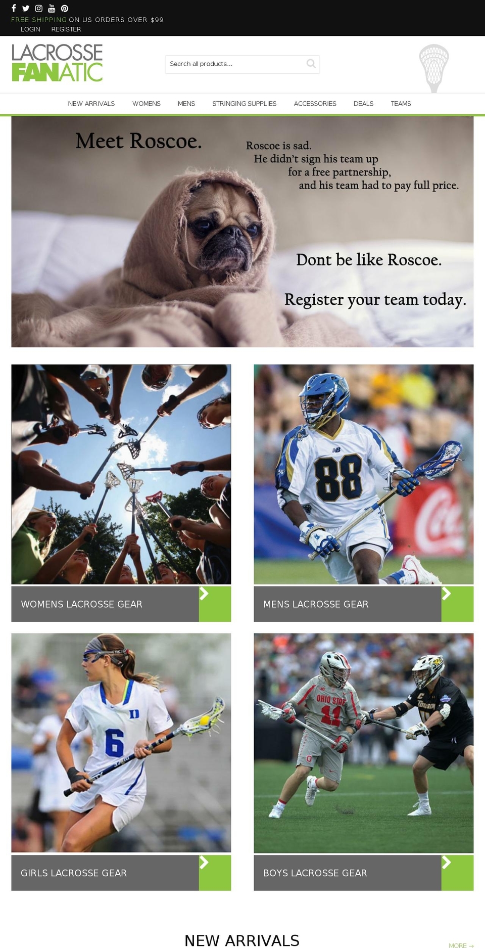 lacrossefanatic.com shopify website screenshot