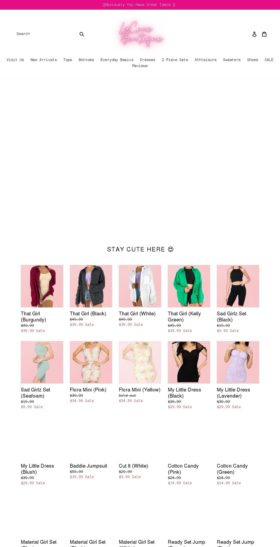 lacrueboutique.com shopify website screenshot