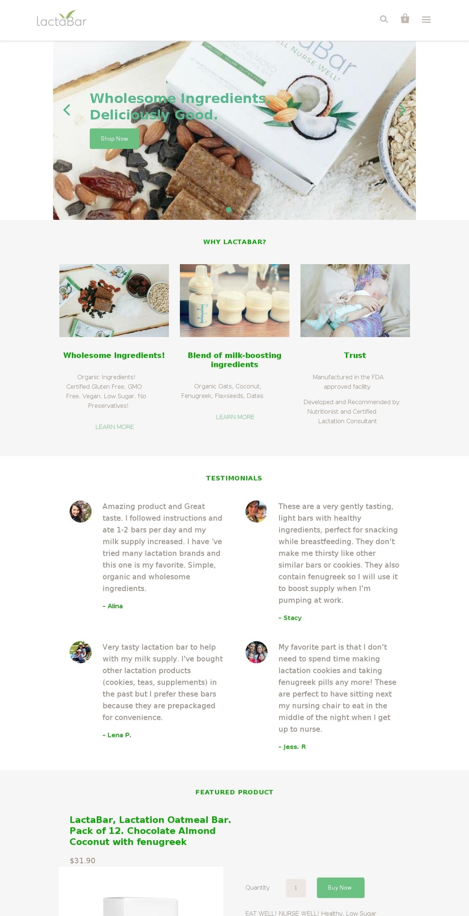 lactaproducts.com — Shopify storefront screenshot