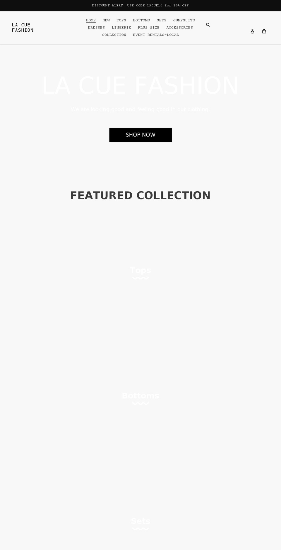 lacuefashion.com shopify website screenshot