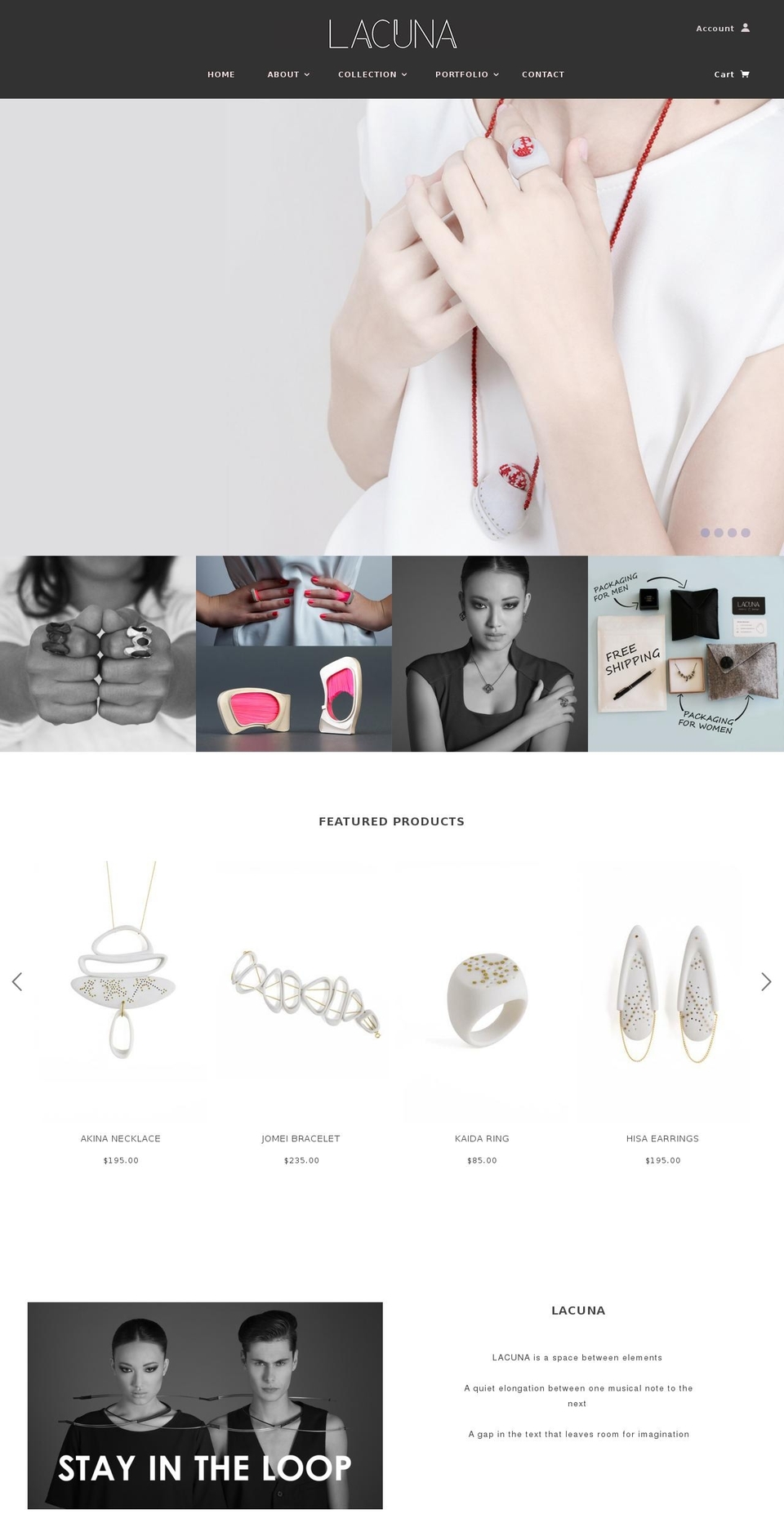 lacunajewelry.com shopify website screenshot