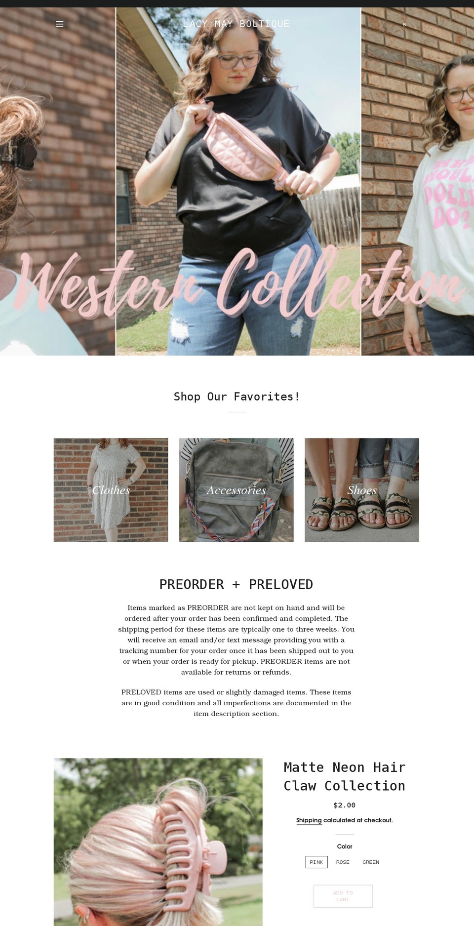 lacymayboutique.com shopify website screenshot