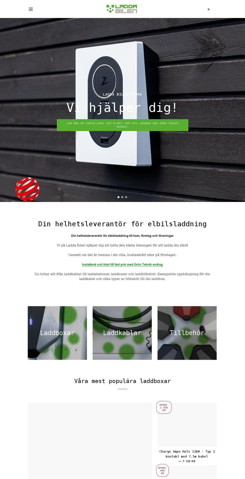 laddabilenhemma.se shopify website screenshot