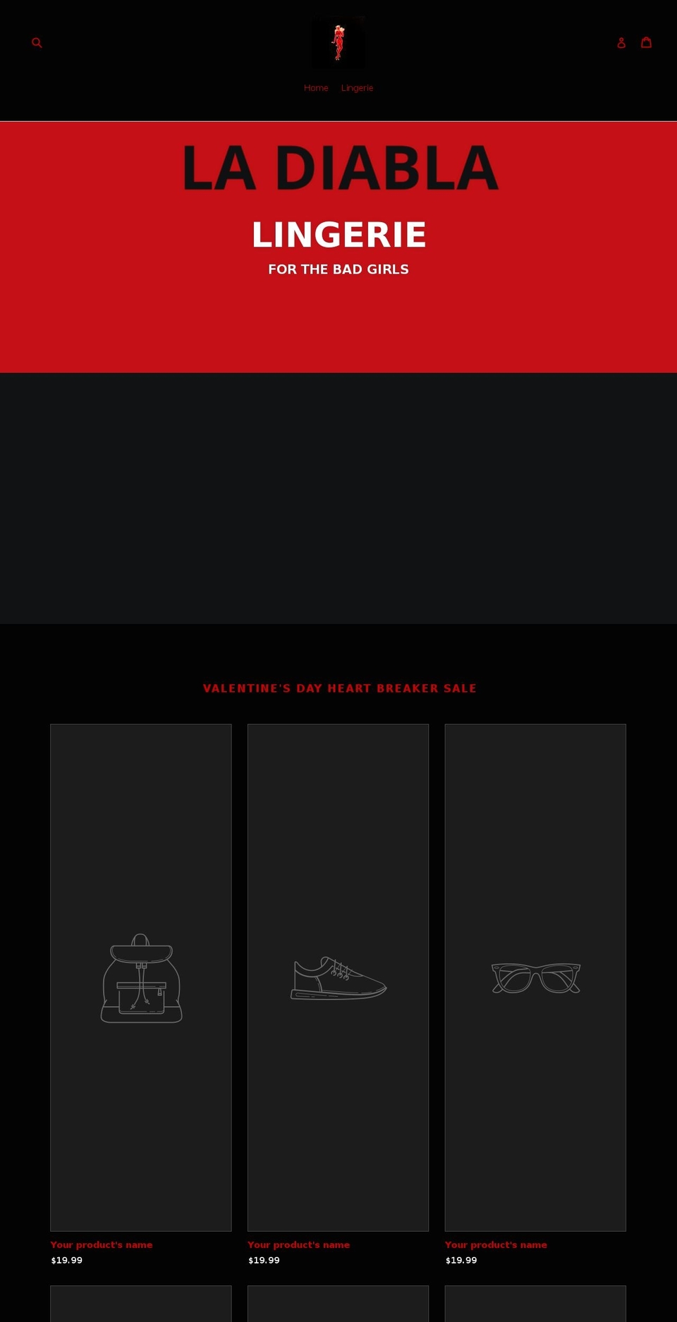 ladiablalingerie.com — Shopify storefront screenshot