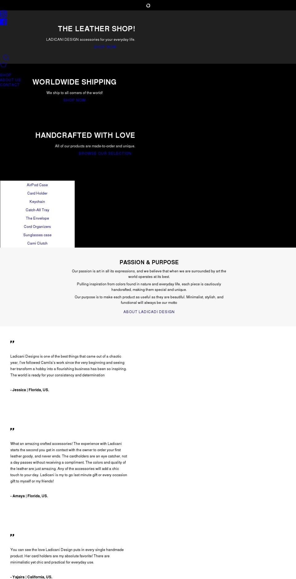 ladicanidesign.com shopify website screenshot