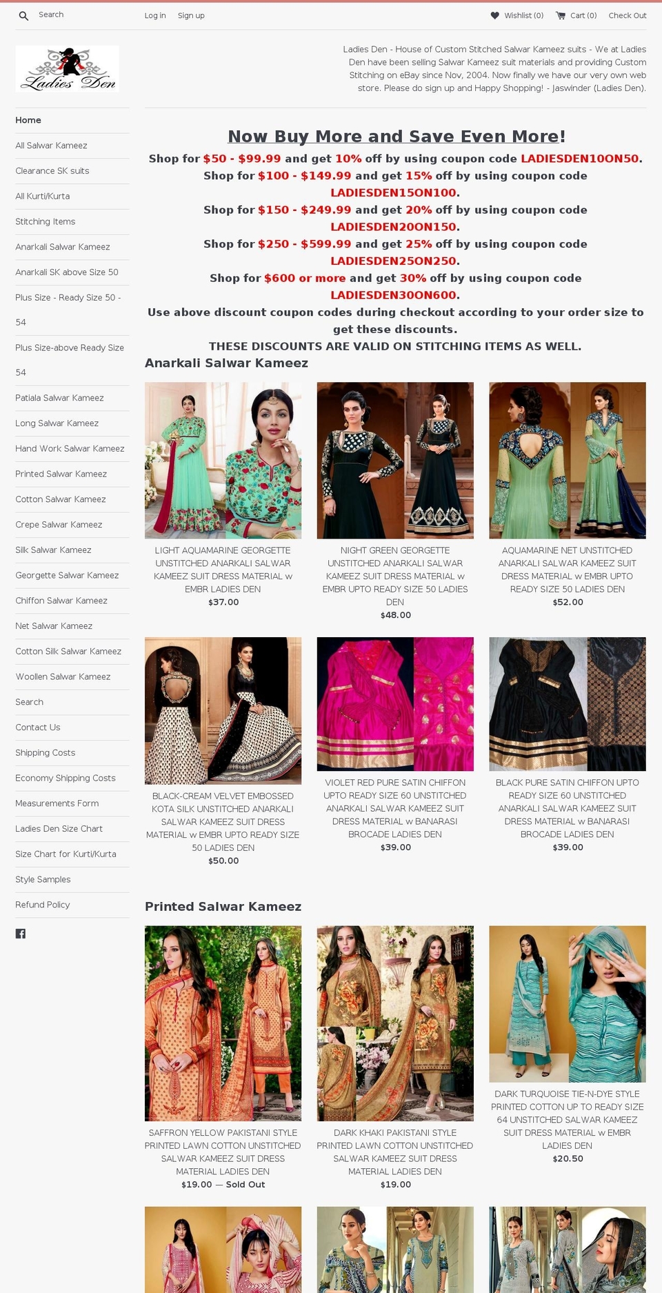 ladies-den.com shopify website screenshot