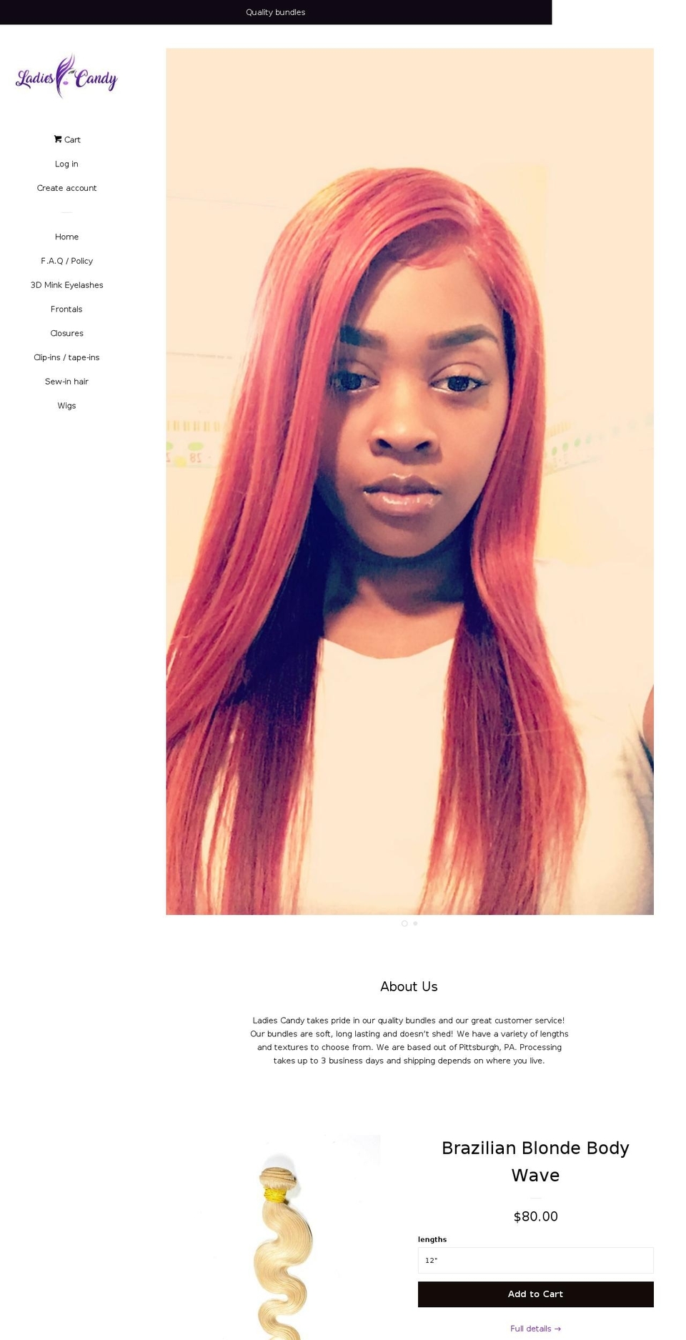 ladiescandy.net shopify website screenshot