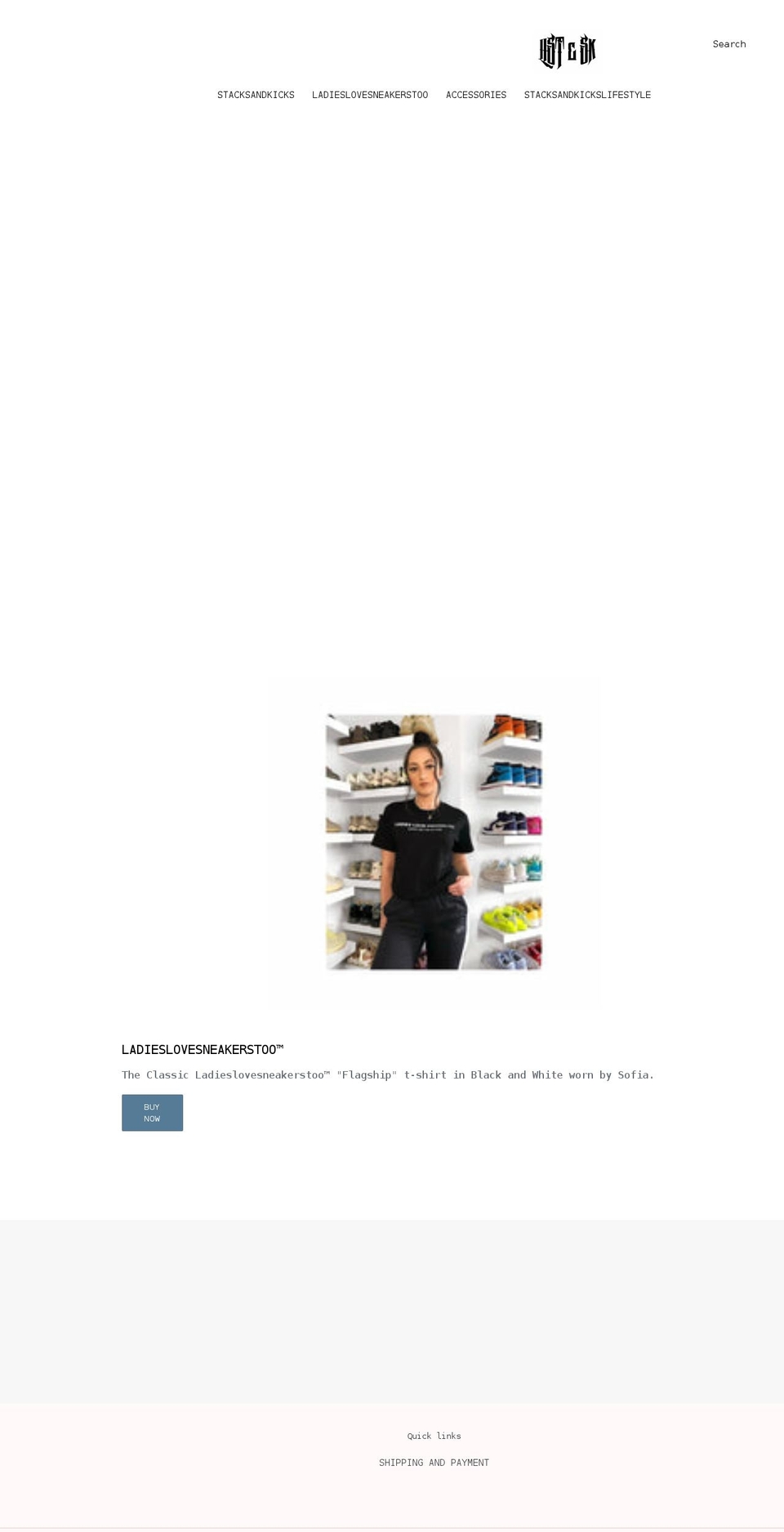 ladieslovesneakerstoo.com shopify website screenshot