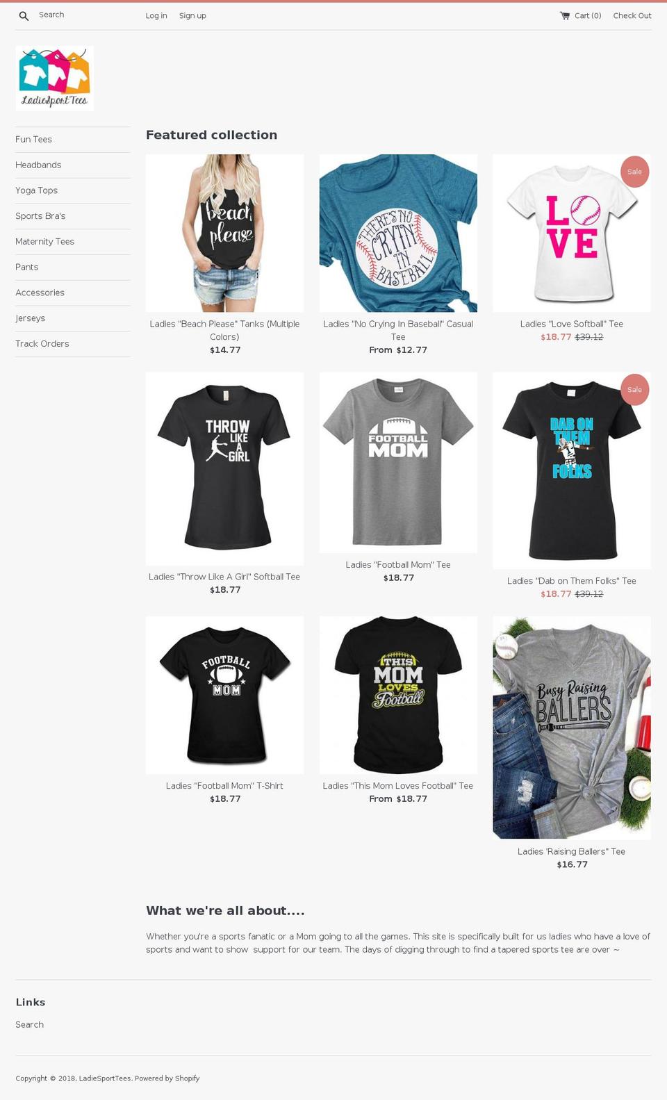 ladiesporttees.com — Shopify storefront screenshot