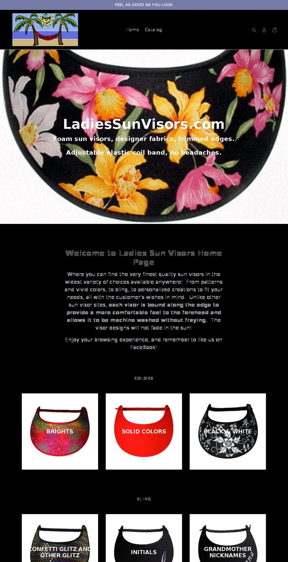 ladiessunvisors.com shopify website screenshot