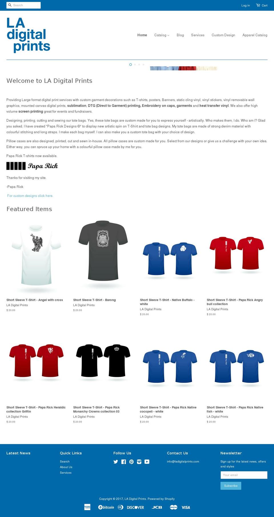 ladigitalprints.com shopify website screenshot